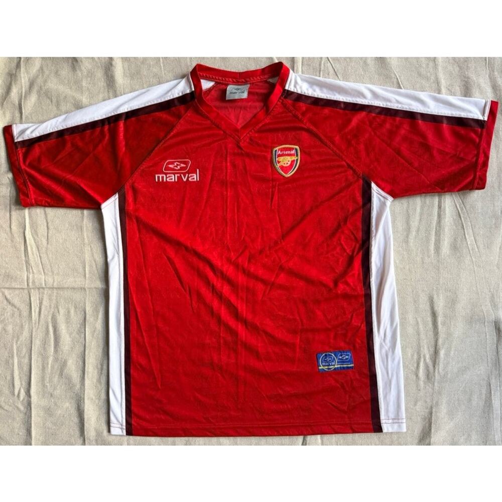 Vintage Marval Arsenal F.C. Red Soccer Jersey Men's XL #3 Nylon Blokecore